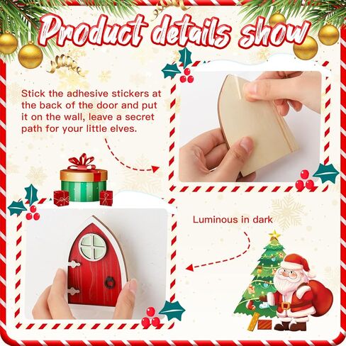 دلاء الزفاف 41 قطعة عيد الميلاد دمية مصغرة مجموعة الباب الجنية مع عيد الميلاد قزم الباب الديكور وإكسسوارات شجرة عيد الميلاد 1:12 مقياس مشهد مصغر الحلي لحفلة عيد الميلاد ديكور DIY in Kuwait