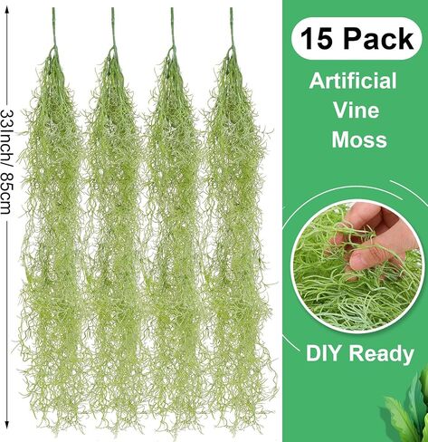 Cindeer 15 Pieces Faux Greenery Moss Realistic Spanish Moss Fake Moss for Potted Plants Hanging Moss Garland for Outdoor Indoor Crafts Halloween Decor(Green,33 Inch, 43 Inch) in Kuwait