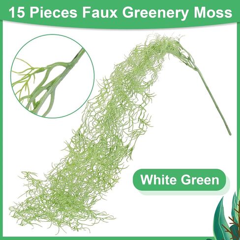 Cindeer 15 Pieces Faux Greenery Moss Realistic Spanish Moss Fake Moss for Potted Plants Hanging Moss Garland for Outdoor Indoor Crafts Halloween Decor(Green,33 Inch, 43 Inch) in Kuwait