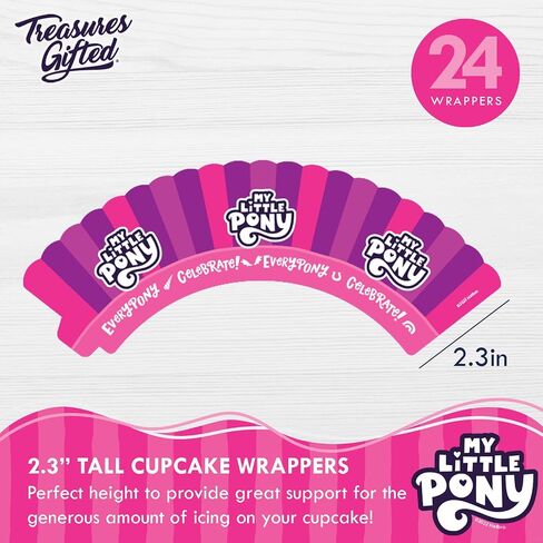 Treasures Gifted Officially Licensed My Little Pony Cupcake Toppers & Wrappers 24ct - My Little Pony Cake Decorations - My Little Pony Cake Toppers - My Little Pony Birthday Party Supplies in Saudi Arabia