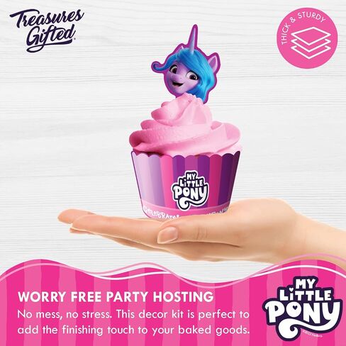 Treasures Gifted Officially Licensed My Little Pony Cupcake Toppers & Wrappers 24ct - My Little Pony Cake Decorations - My Little Pony Cake Toppers - My Little Pony Birthday Party Supplies in Saudi Arabia