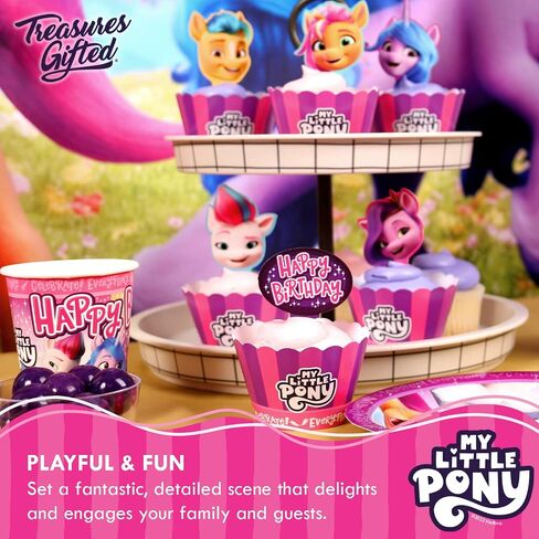 Treasures Gifted Officially Licensed My Little Pony Cupcake Toppers & Wrappers 24ct - My Little Pony Cake Decorations - My Little Pony Cake Toppers - My Little Pony Birthday Party Supplies in Saudi Arabia
