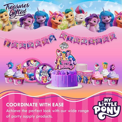 Treasures Gifted Officially Licensed My Little Pony Cupcake Toppers & Wrappers 24ct - My Little Pony Cake Decorations - My Little Pony Cake Toppers - My Little Pony Birthday Party Supplies in Saudi Arabia