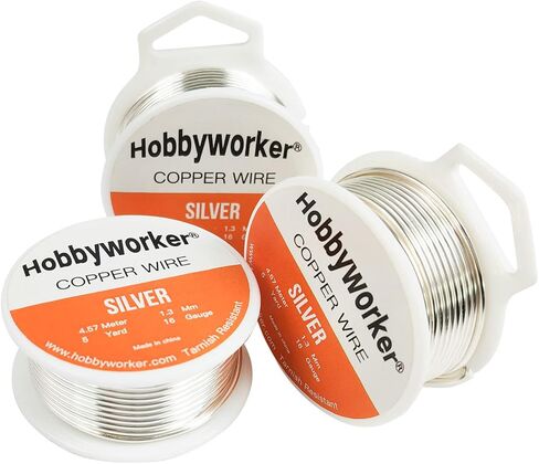 16 Gauge 99% Copper Wire, 14.7FT/1.3mm for Jewelry Making Process Line, Beading, Jewelry Making Rust and Corrosion Resistance(Argent 3 Packs) in Kuwait