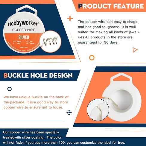 16 Gauge 99% Copper Wire, 14.7FT/1.3mm for Jewelry Making Process Line, Beading, Jewelry Making Rust and Corrosion Resistance(Argent 3 Packs) in Kuwait