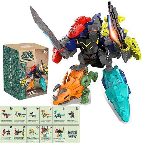 Rockclo Dinosaur Transformers Robot 5 in 1 Take Apart Toys Set for Toddler boy Kid Age 3 4 5 6 7 8 Year Old Construction Building DIY with Drill Tool Kit Best Gift for Birthday Christmas Easter in Saudi Arabia