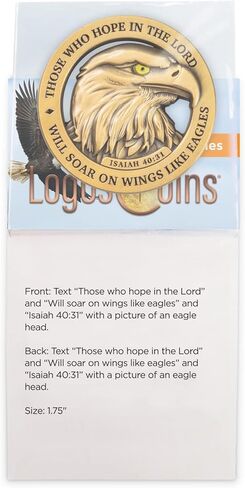 عملة تحدي النسر الأصلع الأمريكي، رمز جيب مسيحي عتيق مطلي بالذهب، لوازم دراسة الكتاب المقدس إشعياء 40:31 للرجال، والقلق الديني والعملات المعدنية للشرطة والمحاربين القدامى العسكريين in Kuwait
