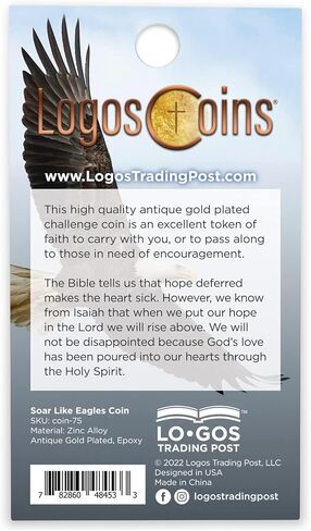 عملة تحدي النسر الأصلع الأمريكي، رمز جيب مسيحي عتيق مطلي بالذهب، لوازم دراسة الكتاب المقدس إشعياء 40:31 للرجال، والقلق الديني والعملات المعدنية للشرطة والمحاربين القدامى العسكريين in Kuwait
