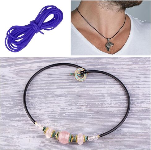 MECCANIXITY 2pcs Hollow Rubber Cord Tubing 1/8" Dia 16ft Rubber Tube for Jewelry DIY Craft Beading Necklaces Bracelet, Black in Kuwait