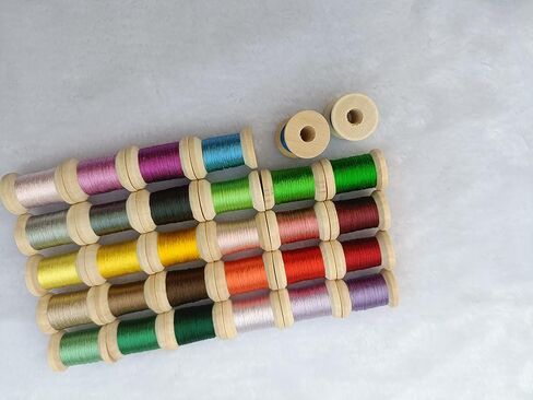 مجموعة خيط حرير مكونة من 30 بكرة حرير التوت الصيني الطبيعي النقي 100% للتطريز اليدوي 30 لونًا على بكرات خشبية ألوان متعددة ألوان مختلطة in Kuwait