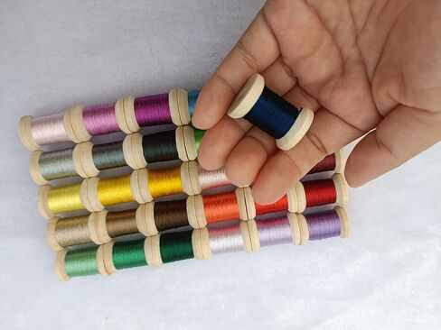 مجموعة خيط حرير مكونة من 30 بكرة حرير التوت الصيني الطبيعي النقي 100% للتطريز اليدوي 30 لونًا على بكرات خشبية ألوان متعددة ألوان مختلطة in Kuwait