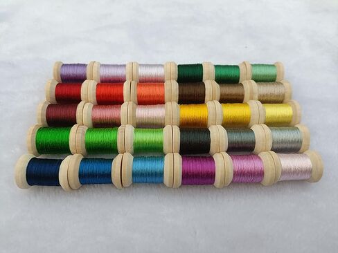 مجموعة خيط حرير مكونة من 30 بكرة حرير التوت الصيني الطبيعي النقي 100% للتطريز اليدوي 30 لونًا على بكرات خشبية ألوان متعددة ألوان مختلطة in Kuwait