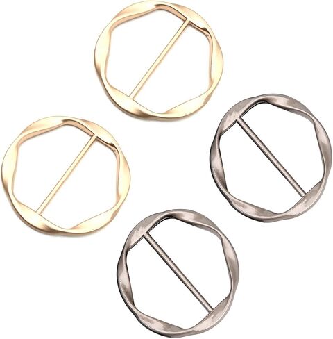 COLORFUL BLING Silk Scarf Ring Clip Clothing Ring Set Shirt Ties Clips Buckle for Women Lady T-Shirts Scarves Clasp Waist Holder Jewelry in Kuwait