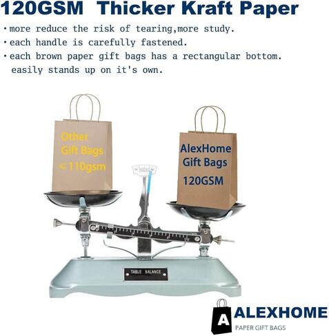 AlexHome 110 قطعة أكياس ورقية بنية بمقابض، 5.8 × 3.2 × 8.2 بوصة، حجم صغير، أكياس هدايا ورقية، أكياس ورق كرافت كبيرة للبقالة/أصحاب الأعمال/التسوق/الحفلات/الأشياء الجيدة/البيع بالتجزئة/الوجبات السريعة/عيد الميلاد/عيد الميلاد، بني، صغير 110 قطعة in Kuwait