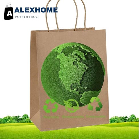 AlexHome 110 قطعة أكياس ورقية بنية بمقابض، 5.8 × 3.2 × 8.2 بوصة، حجم صغير، أكياس هدايا ورقية، أكياس ورق كرافت كبيرة للبقالة/أصحاب الأعمال/التسوق/الحفلات/الأشياء الجيدة/البيع بالتجزئة/الوجبات السريعة/عيد الميلاد/عيد الميلاد، بني، صغير 110 قطعة in Kuwait