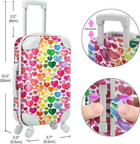 مجموعة لعب حقيبة سفر لدمية فتاة مقاس 18 بوصة من Ecore Fun 23 قطعة لدمية مقاس 18 بوصة، بما في ذلك حقيبة ملابس الدمى وحقيبة الظهر ووسادة الكاميرا ووسادة الرقبة للهاتف الخلوي ومجموعة السفر الأخرى in Kuwait