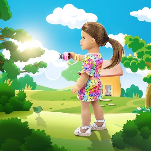 مجموعة لعب حقيبة سفر لدمية فتاة مقاس 18 بوصة من Ecore Fun 23 قطعة لدمية مقاس 18 بوصة، بما في ذلك حقيبة ملابس الدمى وحقيبة الظهر ووسادة الكاميرا ووسادة الرقبة للهاتف الخلوي ومجموعة السفر الأخرى in Kuwait