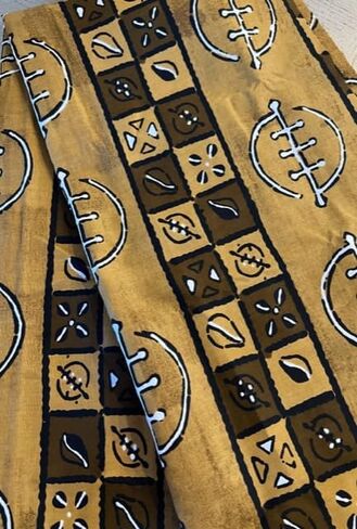 Shophaven Dark Brown Black Ankara Kente Fabric 1 Yard, Kente African Fabric by The Yard, 100% Cotton African Cloth, Ankara Head Tie Scarf, African Print Wax, Ankara African Print in Kuwait