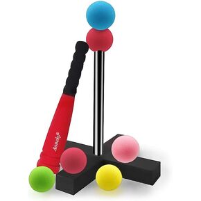 مجموعة Aoneky Mini Foam Tball للأطفال الصغار - تتضمن حقيبة حمل - أفضل ألعاب كرة البيسبول للأطفال بعمر سنة واحدة - نسخة مطورة