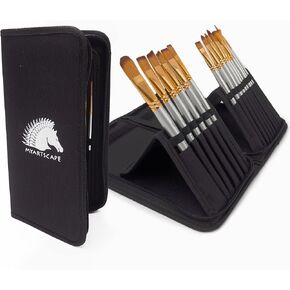 MyArtscape Paint Brushes - 15 Pc Art Brush Set for Watercolor, Acrylic, Oil & Face Painting | Short Handle Artist Paintbrushes with Travel Holder | 1 Year Warranty (Black) in Saudi Arabia