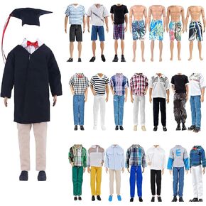 ياماسو مجموعة ملابس عصرية مكونة من 5 قطع، ملابس تخرج، ملابس كاجوال مصنوعة يدويا لدمى الاولاد مقاس 12 انش in Kuwait