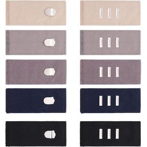 Mabor 10pcs Waist Extenders with Metal Hook for Pants, Trouser Extenders Women & Men,Jeans, Trousers, Skirts, Pregnancy Maternity, Mixed Colors, Adjustable & Invisible Pants Waist Extenders