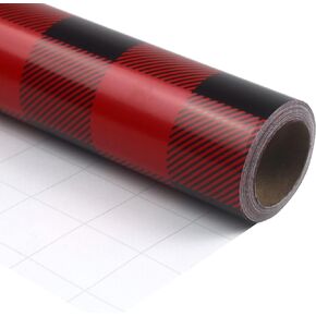LDGOOAEL Christmas Wrapping Paper Roll with Cut Lines on Reverse - Red and Black Plaid for Holiday, Birthday, Wedding, Baby Shower(1 Roll - 30 inch x 32.8 feet)