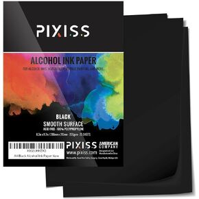 Black Alcohol Ink Paper - 25 Sheets Pixiss Heavy Weight Art Paper for Alcohol Ink & Watercolor - Extra Smooth Synthetic Paper A4 8x12 inches, 300gsm
