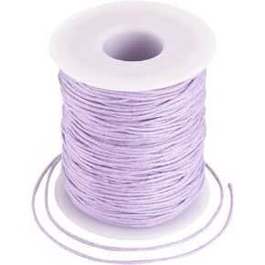 Cheriswelry 100 Yards Round Waxed Cotton Cords 1mm Chinese Knotting Cord Jewelry Beading String Medium Purple Crafting Sewing Bracelet Cord Jewelry Macrame Threads for DIY Braided Necklace Making