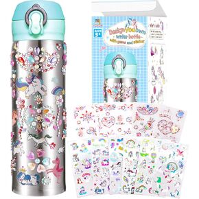 YOFUN Create Your Water Bottle with Tons of Rhinestone Gem Stickers - Craft Kit & DIY Art Set for Children, Gift for Girls - 17 OZ BPA Free Stainless Steel Vacuum Insulated Mug (Gemstone) in Kuwait