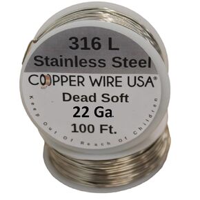 22Ga من الفولاذ المقاوم للصدأ - سلك دائري 316L - بكرة 100 قدم - ناعمة جدًا in Kuwait