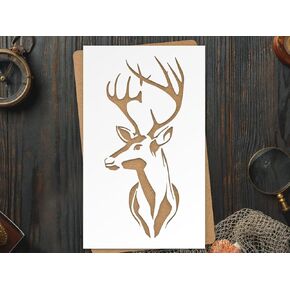 Deer Head Stencil 10 x 6 inch Reusable Mylar Stencil for Crafts and Decorations for Painting LIONX