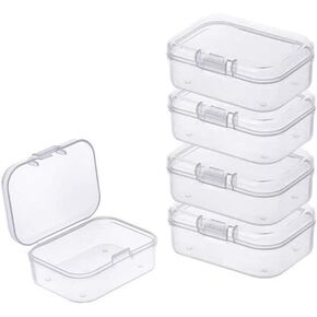 OHAOLYLE 12 قطعة صناديق تخزين مع أغطية خرز صغير حاويات صندوق تخزين بلاستيكية صغيرة مع غطاء قابل للطي صندوق مربع منظم صغير شفاف لجمع العناصر الصغيرة قطع ألعاب المجوهرات والحرف اليدوية in Kuwait