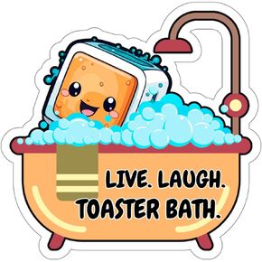 Live Laugh Toaster Bath Sticker Bathroom Humor Decal Vinyl Small Waterproof for Water Bottle Mug Passport Book Scrapbook Notebook Laptop Tumbler Skateboard Computer Phone Size 4" Funny Gift in Saudi Arabia