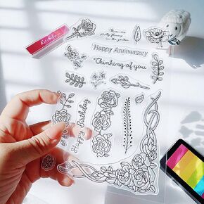 Spring 8pcs Summer Autumn Foliage Leaves Clear Stamps for Card Making Decoration DIY Scrapbooking,Summer Leaf Silicone Transparent Seal Clear Stamps for Embossing Album Decor Craft. in Kuwait