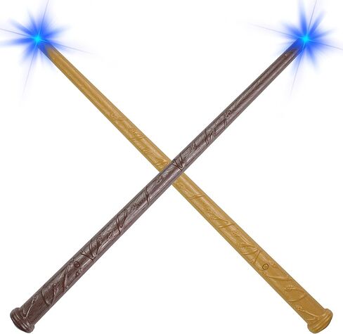 Light Up Magic Wizard Wand with 4 Color Lights & Sound - Set of 8 Illuminating Witch Sorcerer Toys for Kids Cosplay Party, Golden in Saudi Arabia