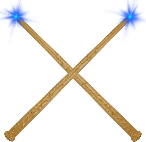 Light Up Magic Wizard Wand with 4 Color Lights & Sound - Set of 8 Illuminating Witch Sorcerer Toys for Kids Cosplay Party, Golden in Saudi Arabia