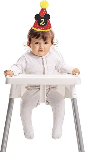 قبعة حفلة ميكي | زي عيد الميلاد الثاني للأولاد ميكي ماوس قبعة حفلة كعكة الزي | زي عيد الميلاد الثاني | قبعة الحفلات | صورة كعكة تحطيم الصور (قبعة عيد الميلاد الثانية، حزام مطاطي) in Kuwait