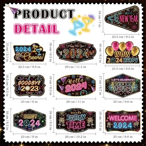 Neon New Years Door Decorations 2024 Colorful Neon Happy New Year Porch Sign Door Banner Neon Firework 2024 New Year Welcome Porch Banner Hanging Backdrop for 2024 New Years Eve Party Supplies in Saudi Arabia