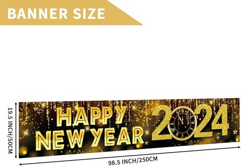 لافتة سنة جديدة سعيدة من GERMISHUYS، ديكورات سنة جديدة سعيدة 2024، لافتة لافتة ساحة سنة جديدة سعيدة، سياج الباب الأمامي لمستلزمات حفلات رأس السنة الجديدة in Kuwait