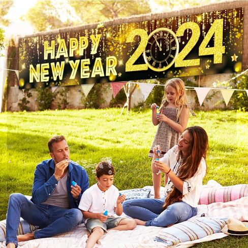 لافتة سنة جديدة سعيدة من GERMISHUYS، ديكورات سنة جديدة سعيدة 2024، لافتة لافتة ساحة سنة جديدة سعيدة، سياج الباب الأمامي لمستلزمات حفلات رأس السنة الجديدة in Kuwait