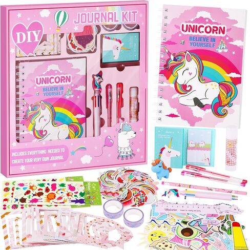 homicozy DIY Journal Kit for Girls,Unicorn Gifts for Girls Age 3-10 Years Old,Art Craft & Supplies for Kids Age 4-10,Scrapbook &Diary Supplies Set,Cute Stationery,Girls Birthday Ideas Gifts Toys in Kuwait