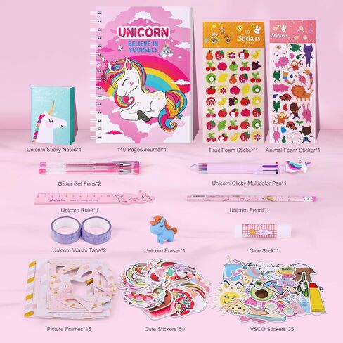 homicozy DIY Journal Kit for Girls,Unicorn Gifts for Girls Age 3-10 Years Old,Art Craft & Supplies for Kids Age 4-10,Scrapbook &Diary Supplies Set,Cute Stationery,Girls Birthday Ideas Gifts Toys in Kuwait