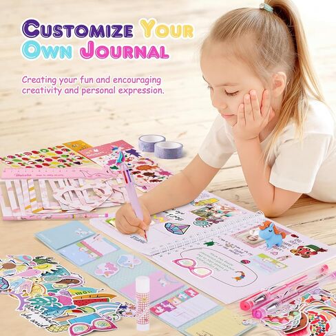 homicozy DIY Journal Kit for Girls,Unicorn Gifts for Girls Age 3-10 Years Old,Art Craft & Supplies for Kids Age 4-10,Scrapbook &Diary Supplies Set,Cute Stationery,Girls Birthday Ideas Gifts Toys in Kuwait