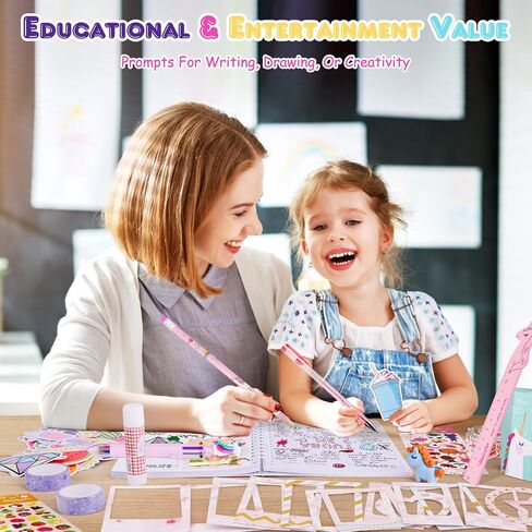 homicozy DIY Journal Kit for Girls,Unicorn Gifts for Girls Age 3-10 Years Old,Art Craft & Supplies for Kids Age 4-10,Scrapbook &Diary Supplies Set,Cute Stationery,Girls Birthday Ideas Gifts Toys in Kuwait