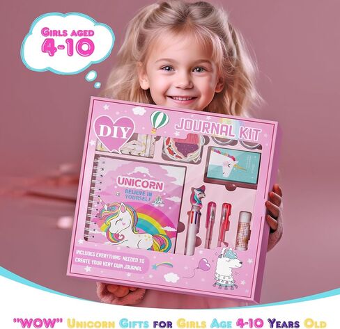 homicozy DIY Journal Kit for Girls,Unicorn Gifts for Girls Age 3-10 Years Old,Art Craft & Supplies for Kids Age 4-10,Scrapbook &Diary Supplies Set,Cute Stationery,Girls Birthday Ideas Gifts Toys in Kuwait