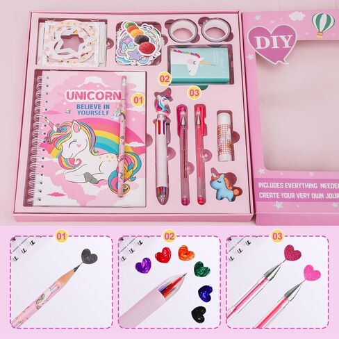 homicozy DIY Journal Kit for Girls,Unicorn Gifts for Girls Age 3-10 Years Old,Art Craft & Supplies for Kids Age 4-10,Scrapbook &Diary Supplies Set,Cute Stationery,Girls Birthday Ideas Gifts Toys in Kuwait