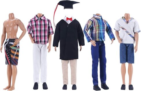 ياماسو مجموعة ملابس عصرية مكونة من 5 قطع، ملابس تخرج، ملابس كاجوال مصنوعة يدويا لدمى الاولاد مقاس 12 انش in Kuwait