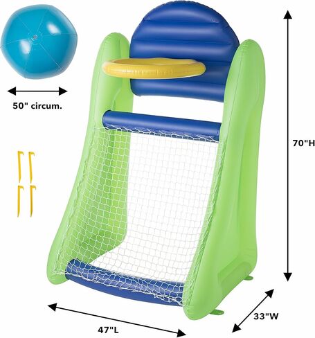 HearthSong Giant Double-Sided Inflatable Basketball and Soccer Game with Basketball Hoop, Soccer Net Goal, and 16 Inch Inflatable Ball in Kuwait