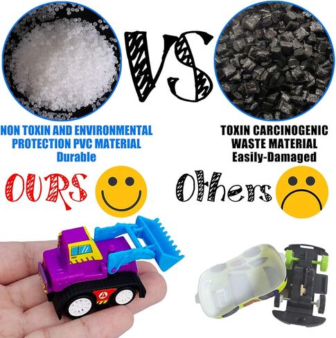 مجموعة من 12 شاحنة بناء صغيرة متنوعة من توكروب 5.08 سم - بيضة عيد الفصح المثالية وبيض بيناتا - هدية للأطفال الصغار الأولاد والبنات والأطفال - مجموعة لعب سيارة سحب للخلف والذهب. in Kuwait